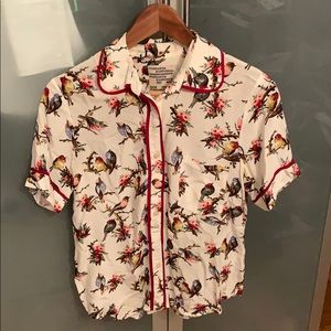 Baum und Pferdgarten Bird-Print Button-Down